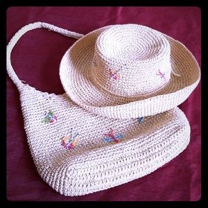 Cappelli Straw Shoulder Bag and Hat Bundle